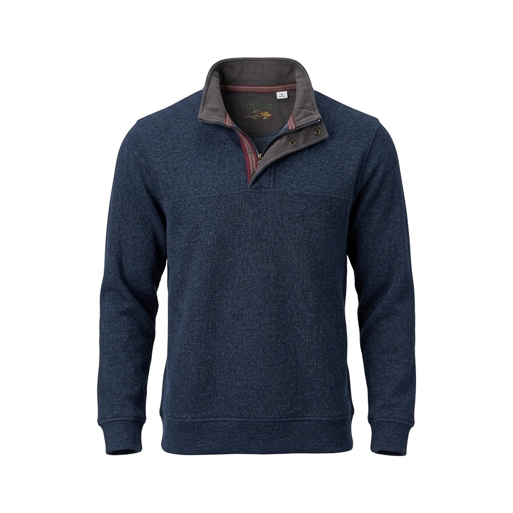 Orvis Men's Large Blue Quarter Button Pullover Long Sleeve Outdoor Fly Fishing
